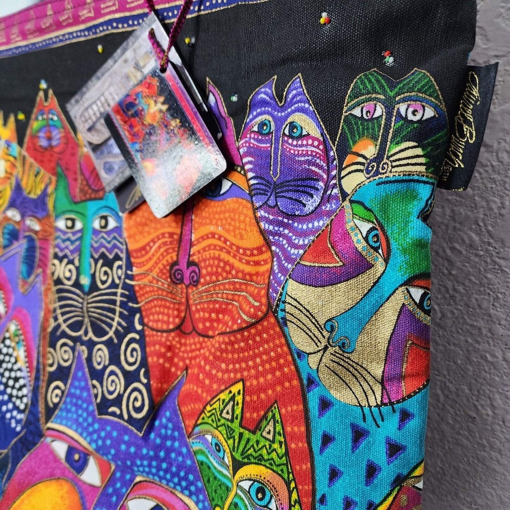 Laurel Burch Bag Cat Fantasticats Large Beach Travel Tote Big Colorful - Picture 2 of 10